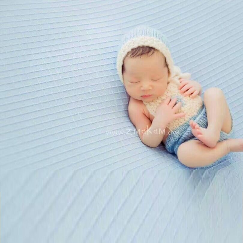 Vintage Baby Posing Fabric Blanket Plaid Photography Backdrops Knitted Beanbag Cover Fabric Layer Blanket Background Props