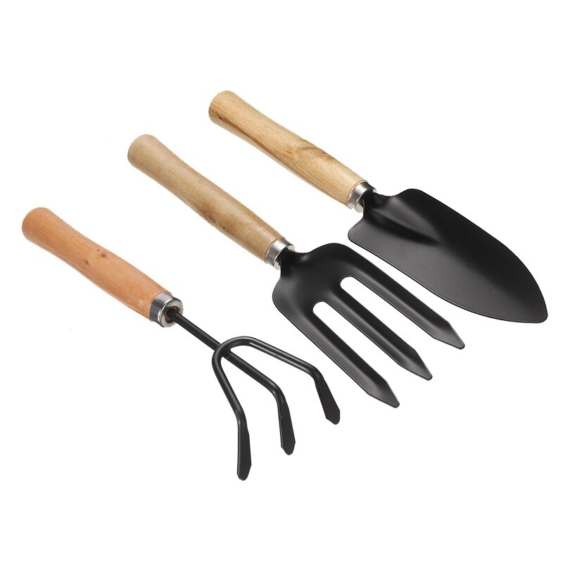 3Pcs Mini Shovel Rake Set Potted Planting Tool Shovels Spade Rake Gardening Cultivator Fork Trowel Shovels Claw Wood Handle