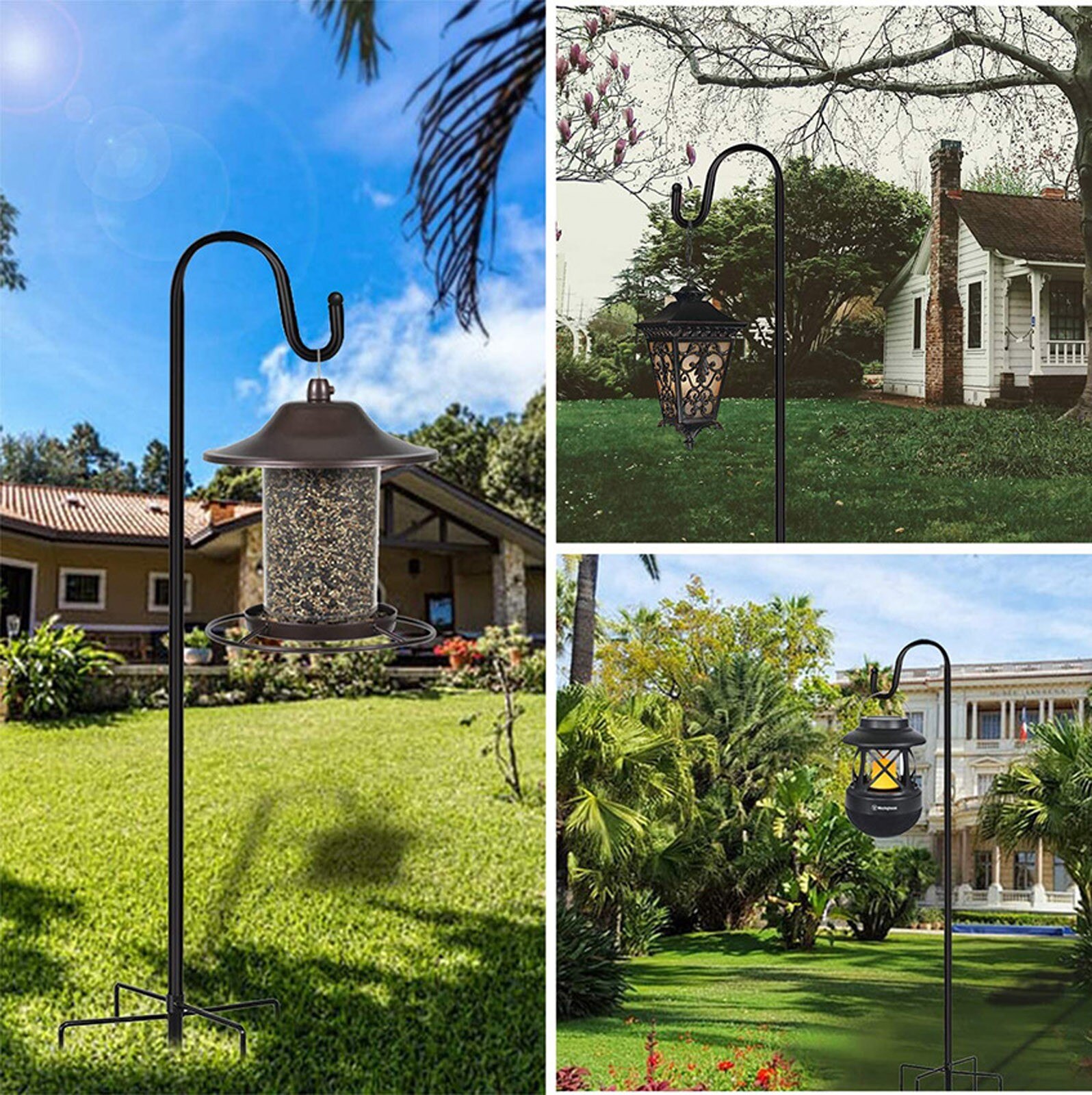 Smeedijzeren Tuin Lamp Haak Roest-Proof Grond Staaf Ijzeren Haak Outdoor Roest-Proof Grond Staaf Plant Stand lantaarn Stake Houder # G3