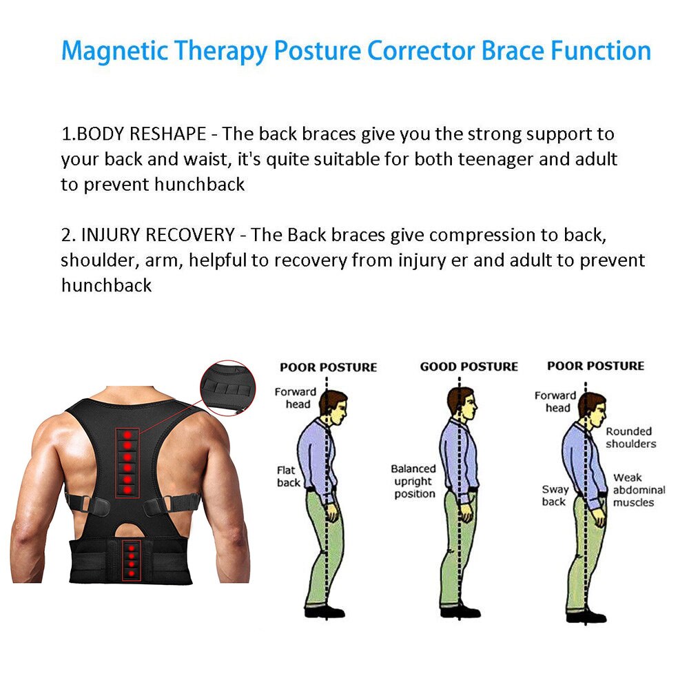 Houding Corrector Ondersteuning Magnetische Terug Schouder Brace Riem Voor Unisex Volwassenen Studenten THJ99