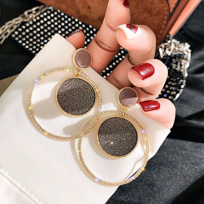 Mix Farbe Runde Kristall Ohrringe Für Frauen Doppel Runde Große Runde Baumeln Ohrringe Modeschmuck pendientes