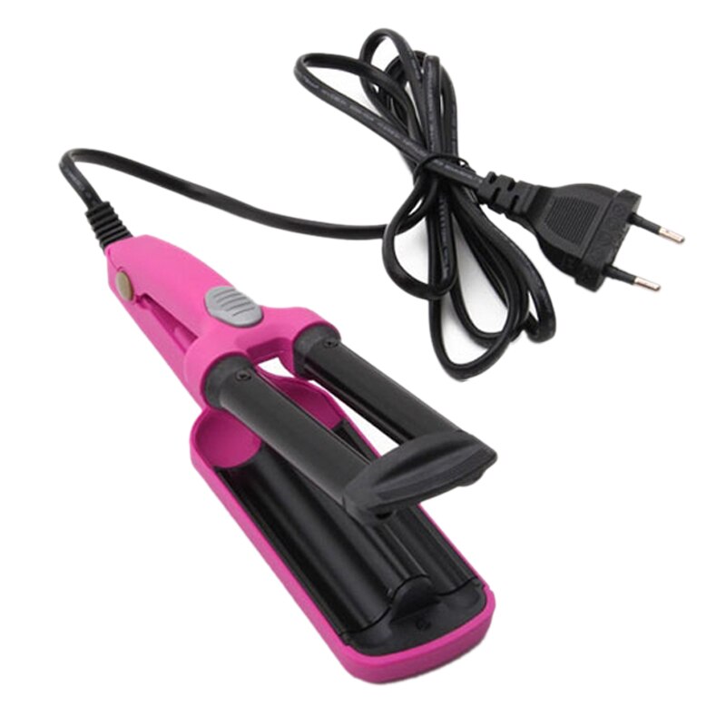 Mini Ceramic Hair Curlers Iron Wave Wand 3 Barrels Iron Iron Flat Ceramic Hair Tools Crimping Pliers Hair Curler Ha: Red
