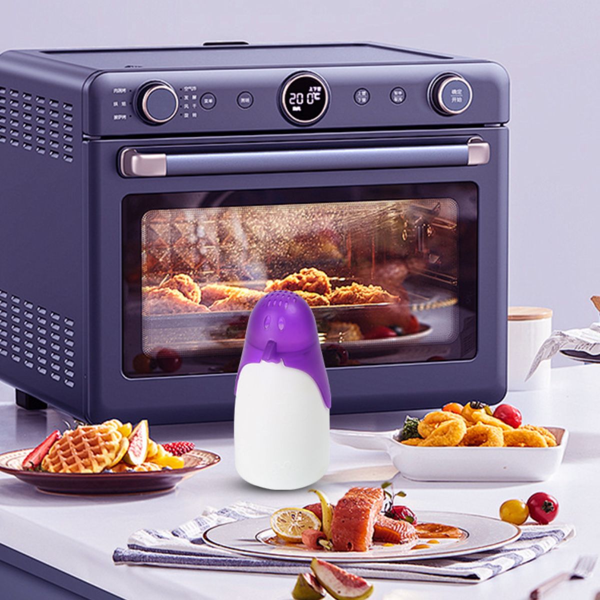 2 kpl pingviinihöyrypuhdistin mikroaaltouunille, keittiökoneelle, vaivaton desinfiointi vedellä, helppo puhdistaa, välttämätön työkalu