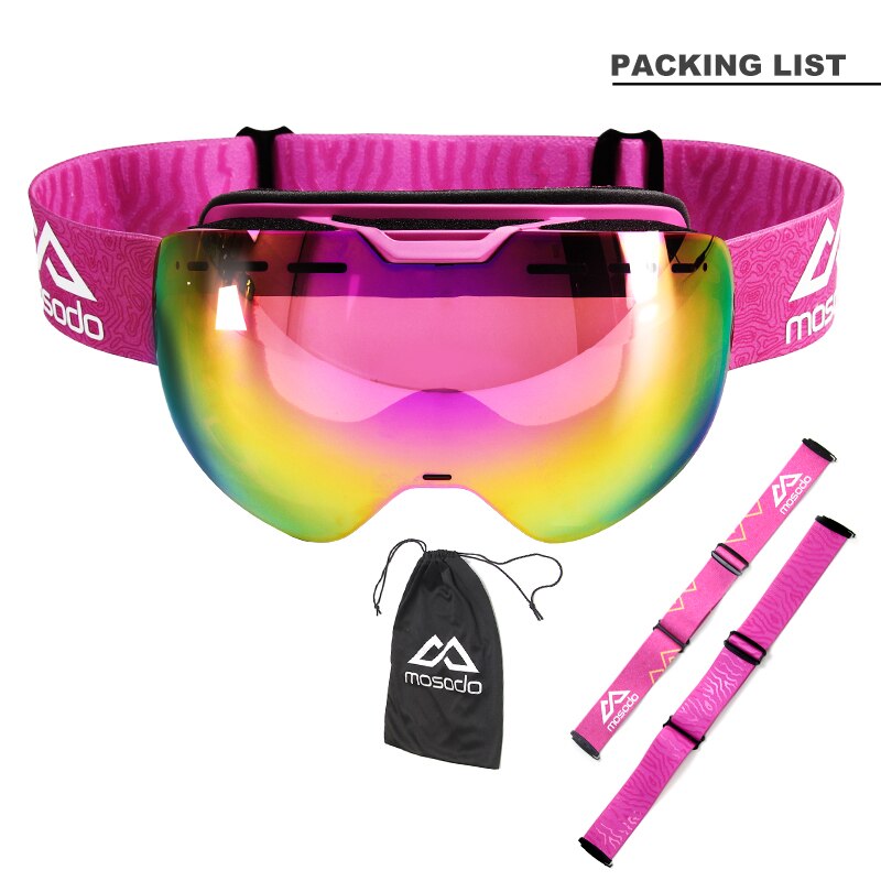 Mosodo magnetiske skibriller magnet snescooter anti-dug skibriller sne store sfæriske vinterskibriller lysende len