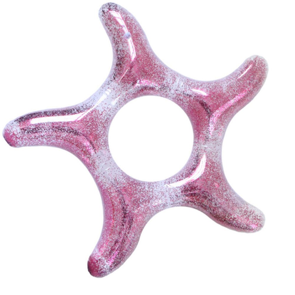 Sea Star Shape Floating Beach Swimming Ring Sequin Floating Inflatable Swimming Ring Mounts Inflatable Ring (Rosy)