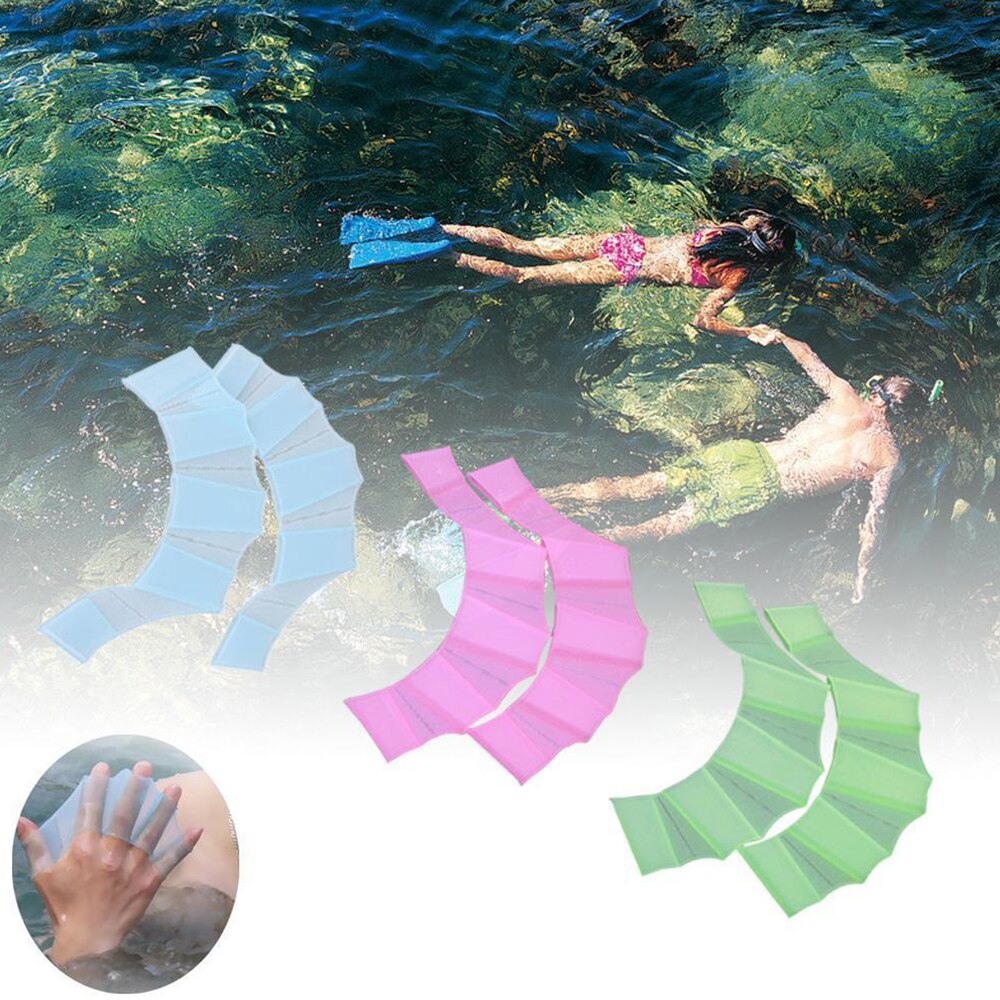 1Pair Unisex Type Hand Swimming Fins Silicone Half Finger Hand Children Swimming Training Fins Flippers