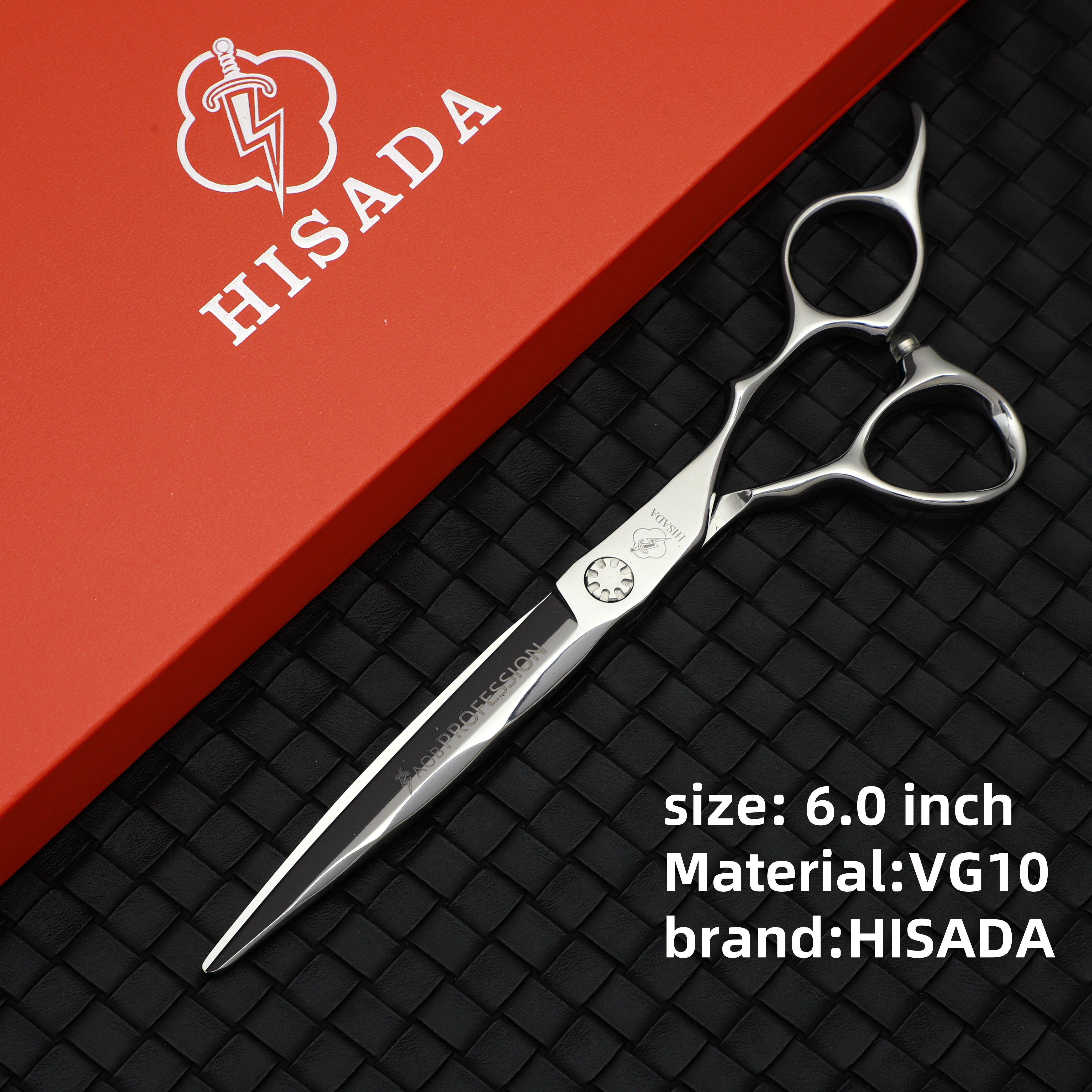 HISADA 6,0-inch VG10 staal Wolfraam Staal Patroon Hoogwaardige schaar Patroon Professionele Kapsalon Top Professionele Schaar: Clear