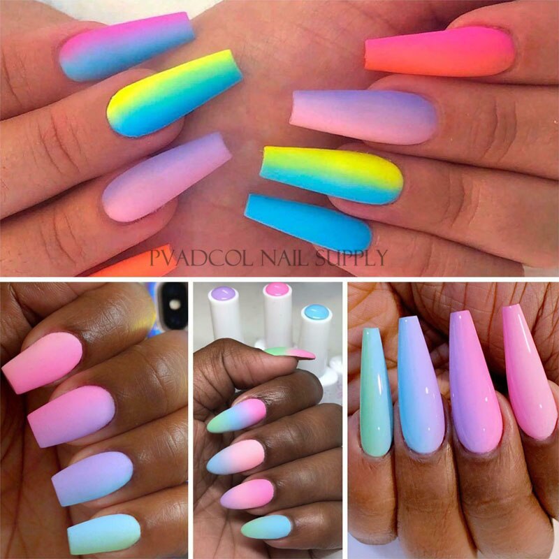Pincel de efecto degradado para manicura de uñas, herramienta de manicura con mango de madera, para dibujar y pintar