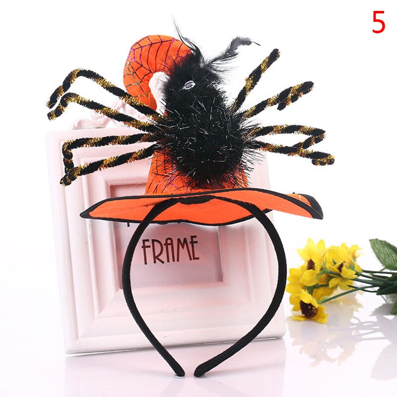 Diadema araña de Halloween decoración de calabaza para de vacaciones sombrero de bruja: N5