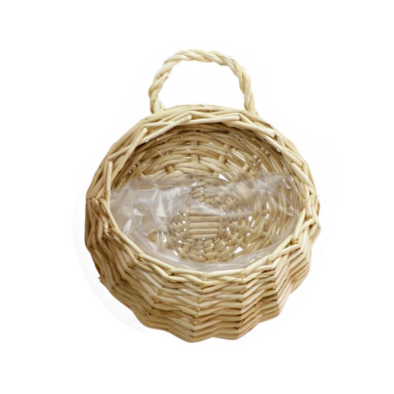 Hand-woven Rattan-chic Decorative Rattan Wall Hanging Basket Onion Basket Wall-mounted Onion Container-retro Bohemian Storage: B