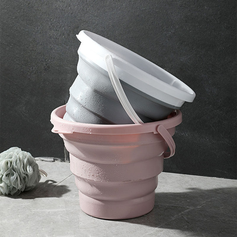 Cubo plegable de 3L/7L color rosa para turismo, limpieza de casas, pesca, Camping, coche, gran cubo de lavado para el hogar