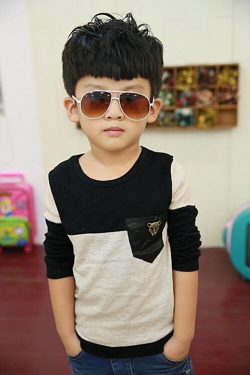 Kinder tops tees kinder t-shirts für jungen langarm t shirts leopard panther baby Size100 ~ 150 junge frühling herbst kleidung