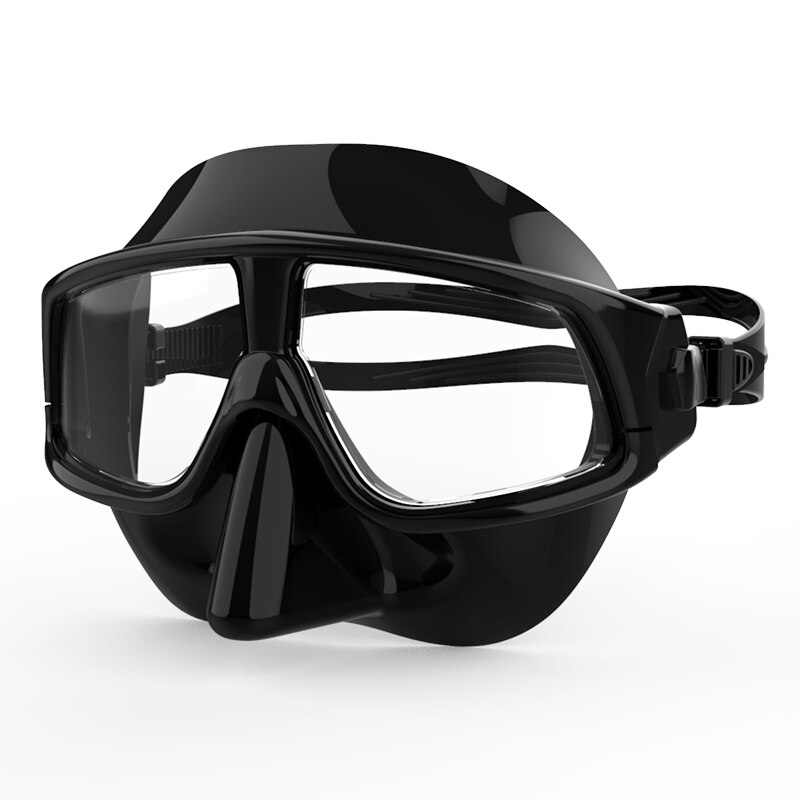 Val vuxen dykmask silikon dykglasögon undervattensräddning dykning män kvinnor skyddsglasögon mask: Svart