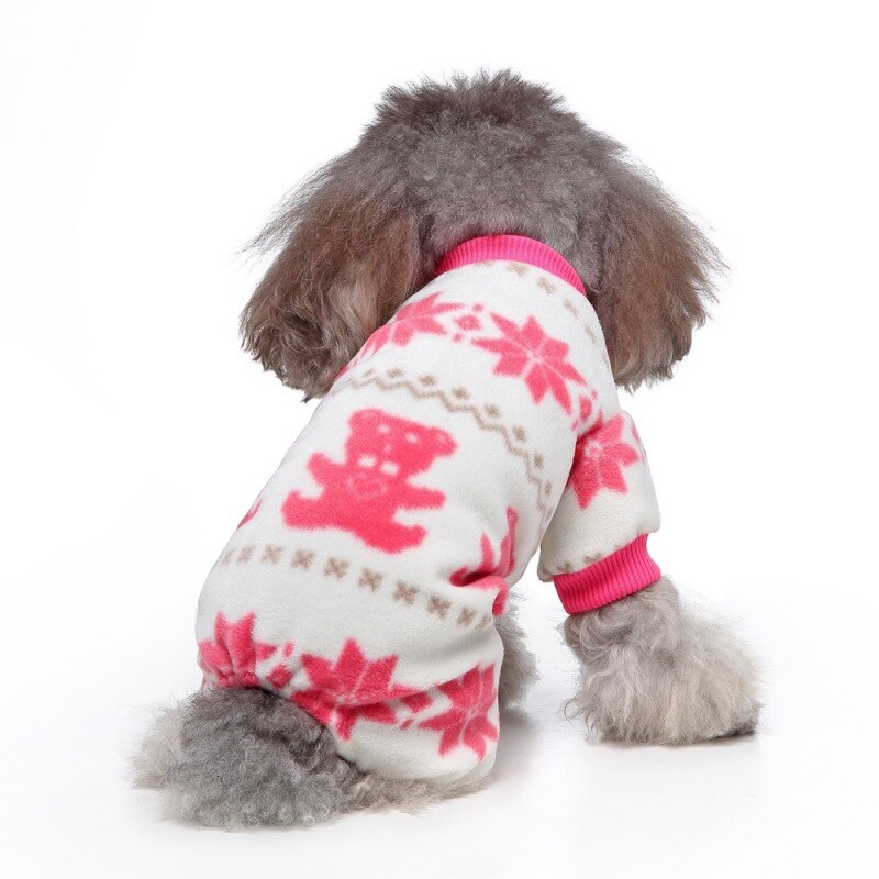 Winter Hond Kleren Mooie Sneeuwvlok Zachte Fleece Pyjama Voor Kleine Middelgrote Honden Puppy Warme Hond Kleding 4-Legged Jas kleding #