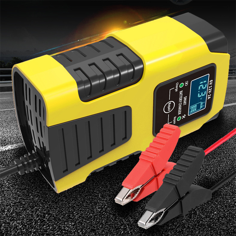 Automatische 2A 6V 12V Auto Acculader Lood-zuur GEL AGM Nat Calcium Deep Cycle VRLA Puls Reparatie met LCD Display