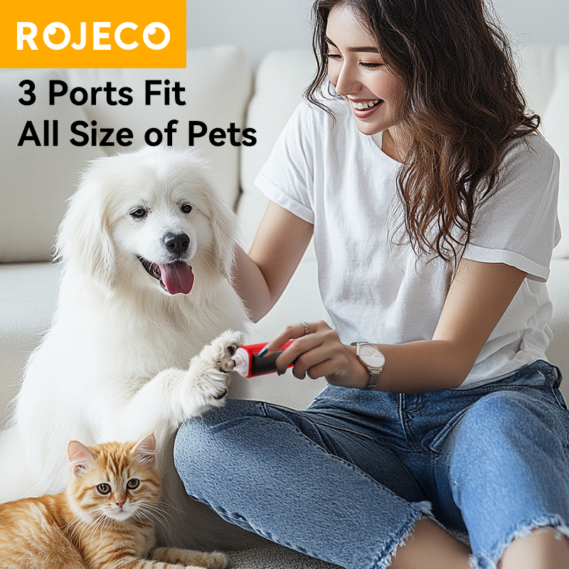 ROJECO-amoladora de uñas eléctrica para mascotas, cortaúñas recargable para perros y gatos, luz LED, garra para mascotas, accesorios para el cuidado de uñas