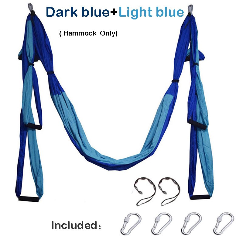 Yoga Hammock Gym Strength Inversion Anti-Gravity Aerial Traction Swing Yoga Belt Set: L blue Black