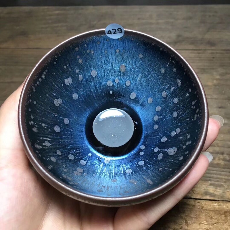 Jianzhan kinesisk sang dynasti stil jian ware te kop olie spot glasur keramiske kopper blå keramik kungfu te skål matcha chawan