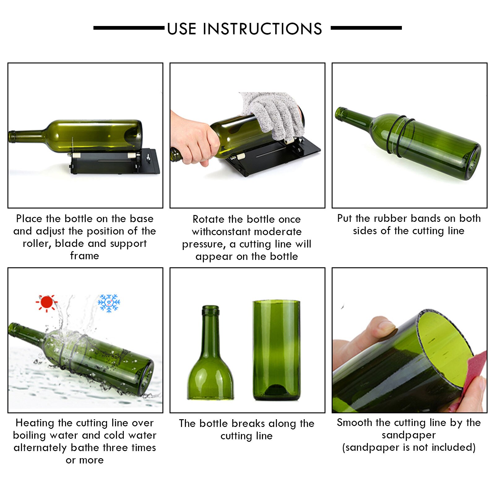 Glass Cutter Glass Bottle Cutter Cutting Tool Square and Round Wine Beer Glass Sculptures Cutter for DIY Glass Cutting Machine