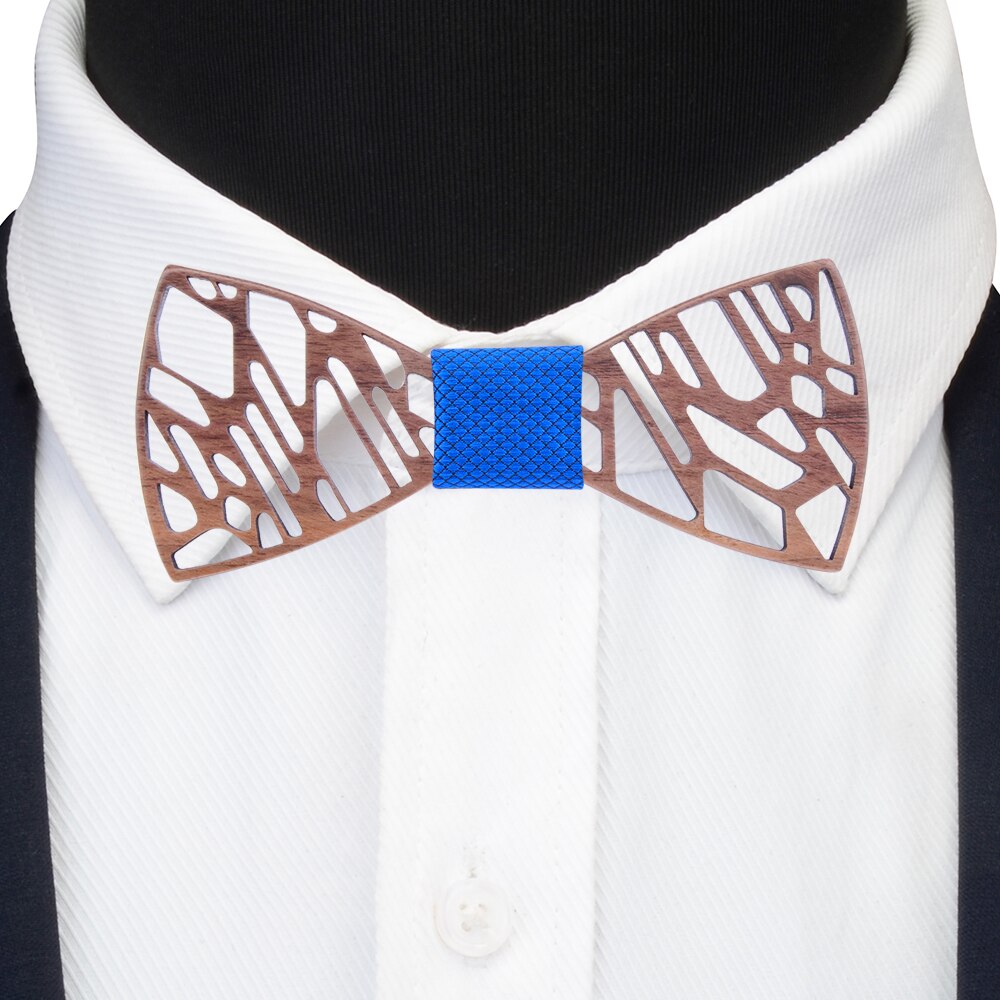 noyer en bois nœud papillon hommes irrégulier Floral creux sculpté bois noeud papillon costume Shrit robe de mariée accessoires Grvata cravate