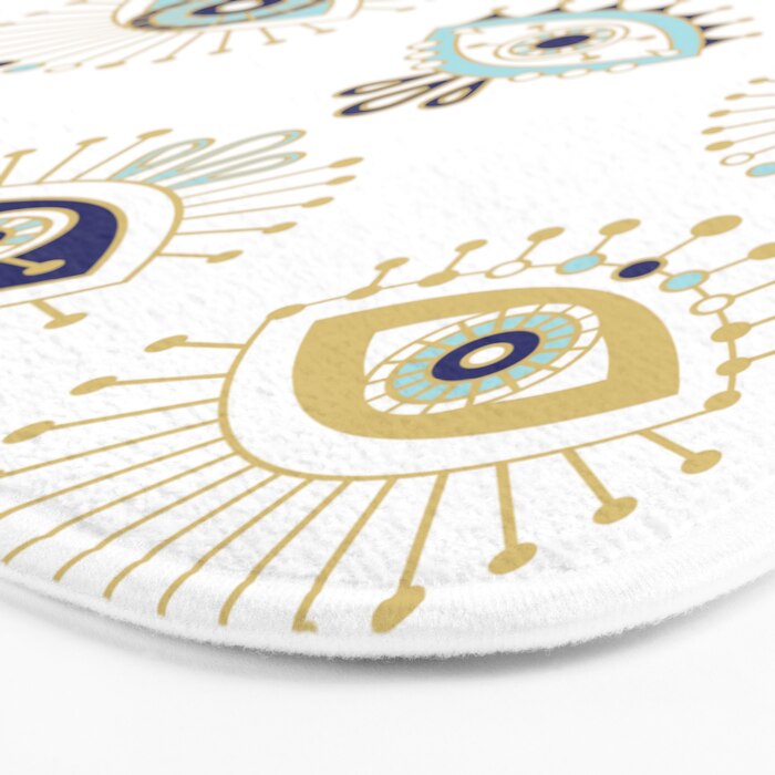 Mauvais oeil sur blanc tapis de bain flanelle absorbant antidérapant amulette Talisman paillasson porte d'entrée tapis de salle de bain