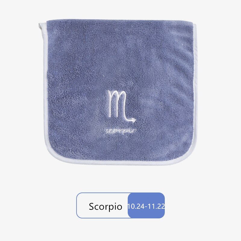 32*60cm Face Towel Microfiber Water Absorption Constellations Home Quick Dry Towels Small Soft Embroidery Bath Shower: Scorpio-blue