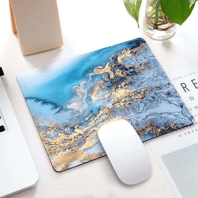 Marble Office Desk Mat School Supplies Office Tools Desktop Square Mousepad Rubber Gaming Small Mouse Pad Computer 22X18CM: NO.17