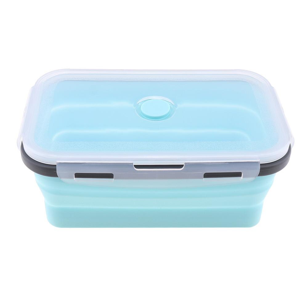 Bol circulaire en Silicone Portable, boîte à déjeuner pliable colorée, boîte à Bento 350/500/800/1200ml avec bouchon en Silicone: Blue-1 / 800ml