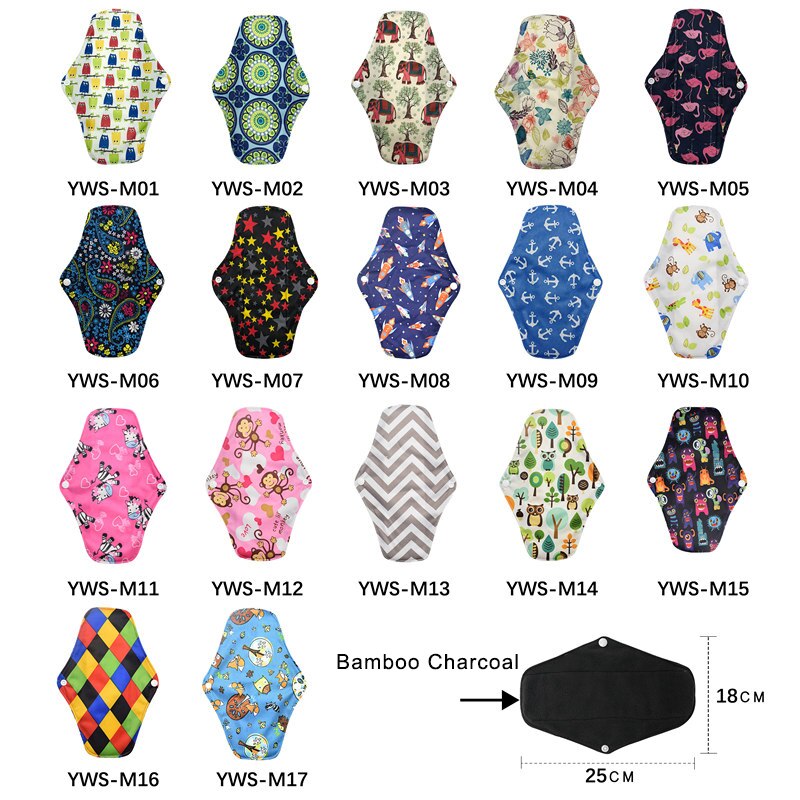 18*25CM Menstruations Pads für Nacht Verwenden frauen feminin higgiene mehrweg menstruations Pad Atmungs Waschbar Tuch Pads