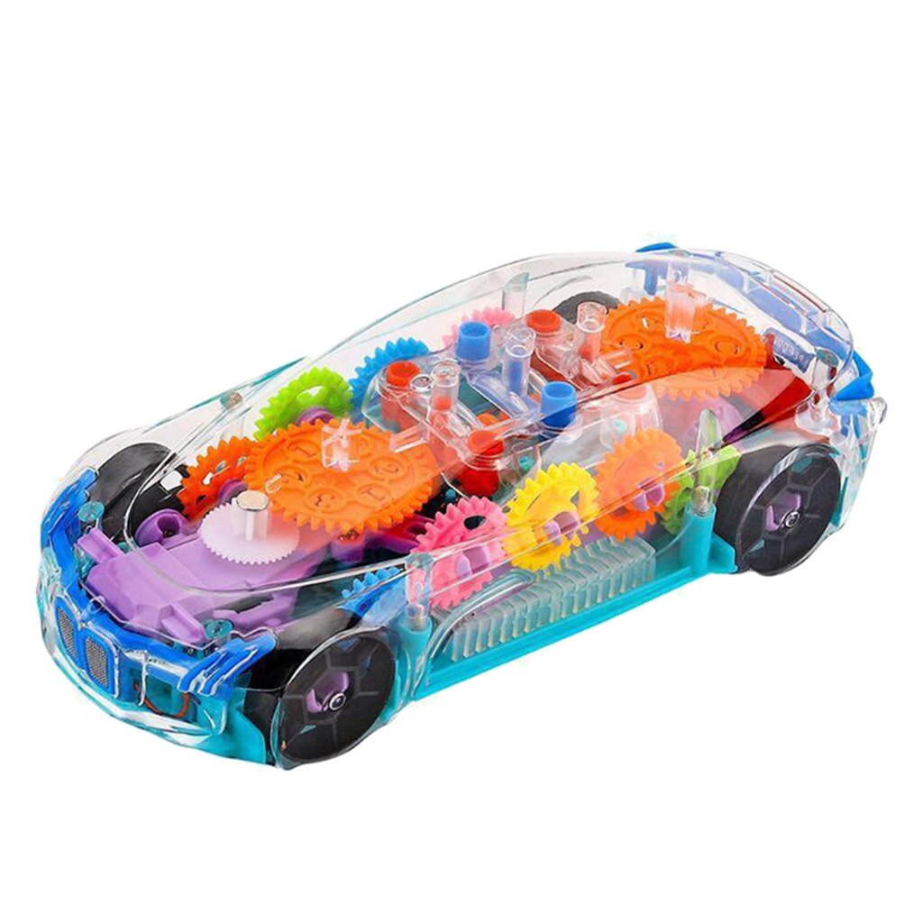 Transparante Speelgoed Auto Voor Peuters, Elektrische Mechanische Gear Race Auto Met Kleurrijke Licht En Charmante Muziek Baby Sport Auto