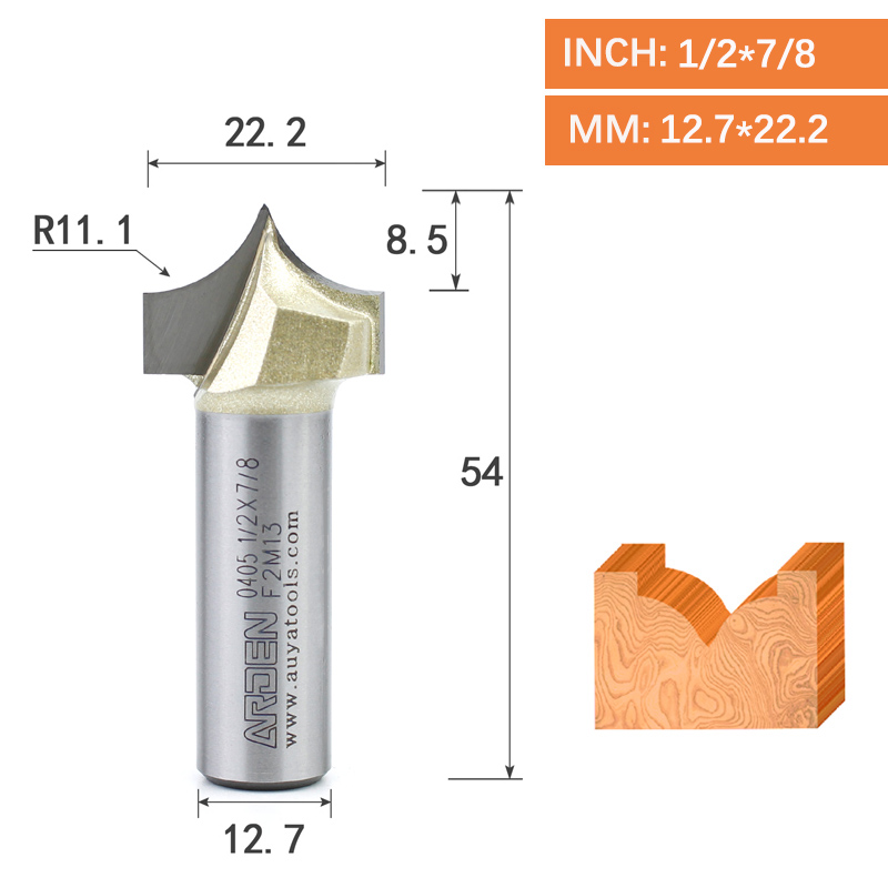 Punta de corte de punta dorada, herramienta de tallado de carburo, punta afilada para carpintería, fresa de borde de arco, broca enrutadora de grabado MDF: 3 mm