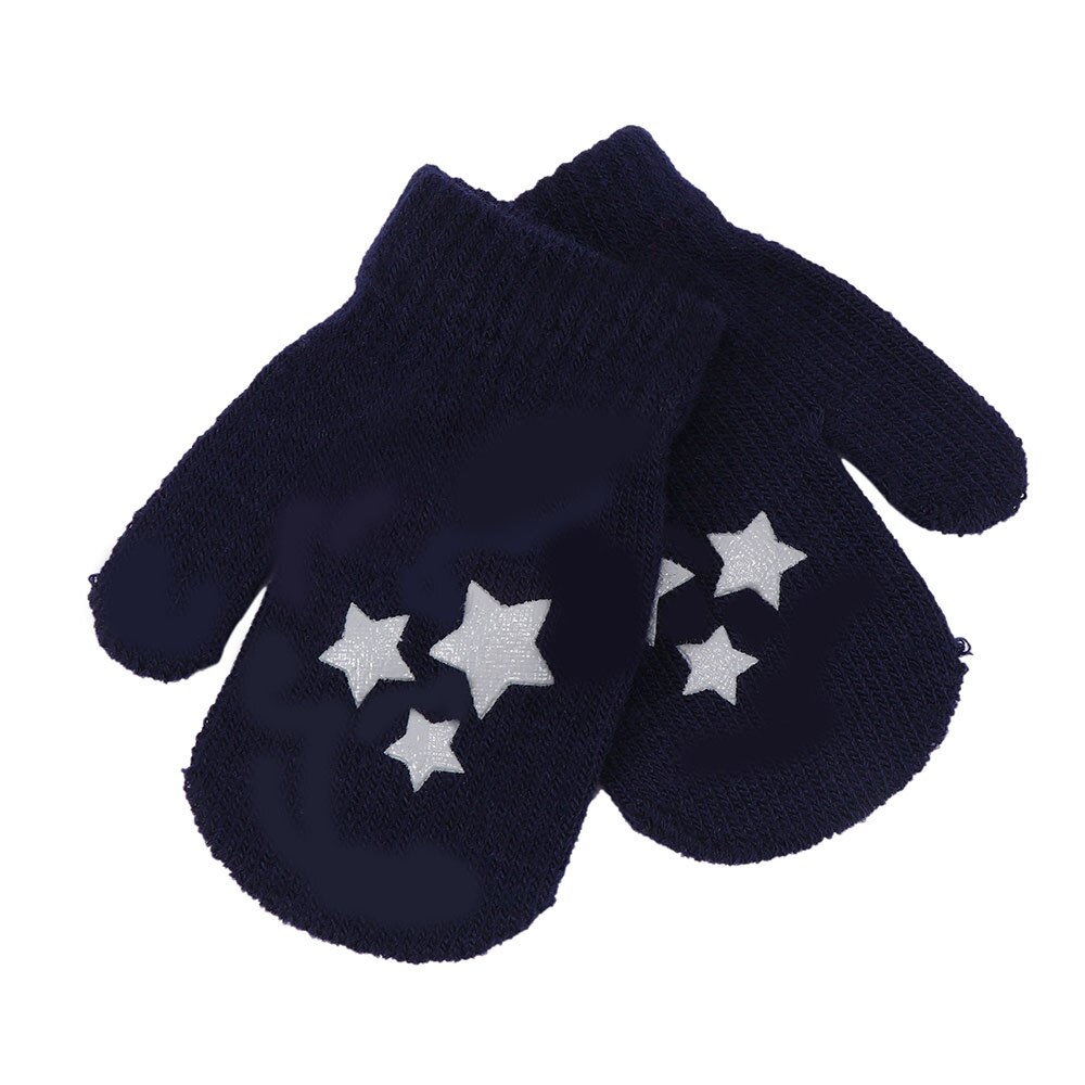 1 Pair Kids Mitten Cute Children Winter Knitted Gloves For Boys Girl Dot Star Heart Pattern Fingerling Soft Warm Mittens: 3