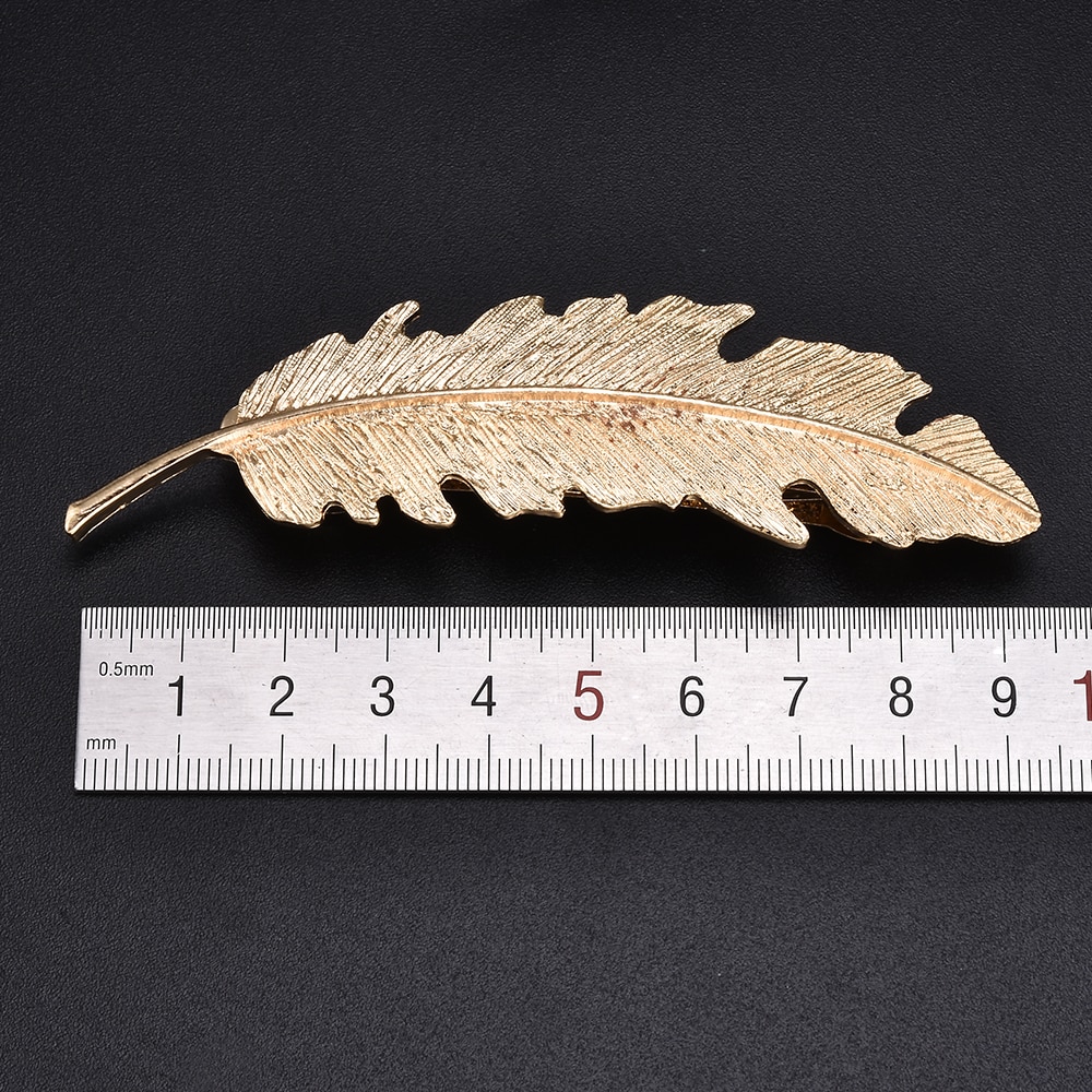 Vintage Simple Gold Leaves Feather Hair Clip Hairpin Barrette Spring Clip Hair Jewelry Women Tiara Accessories Bride