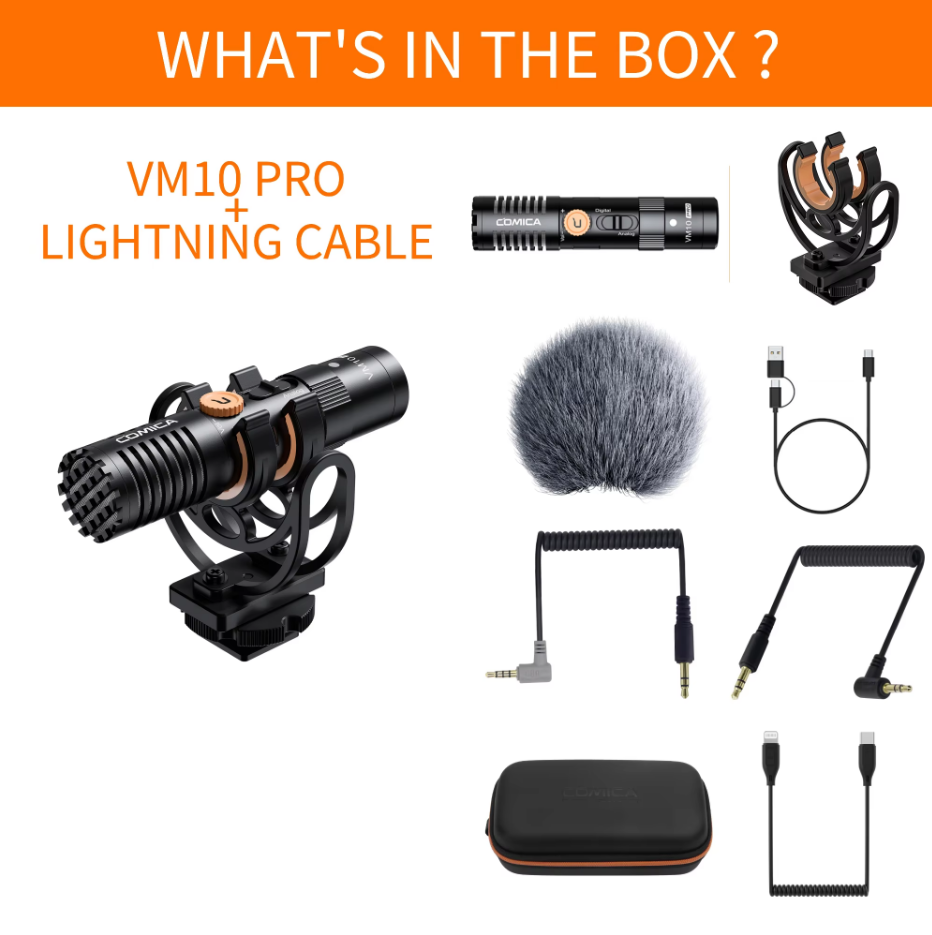 Comica VM10 PRO Video Microphone with Shock Mount,Gain Control and Deadcat for iPhone Android: black