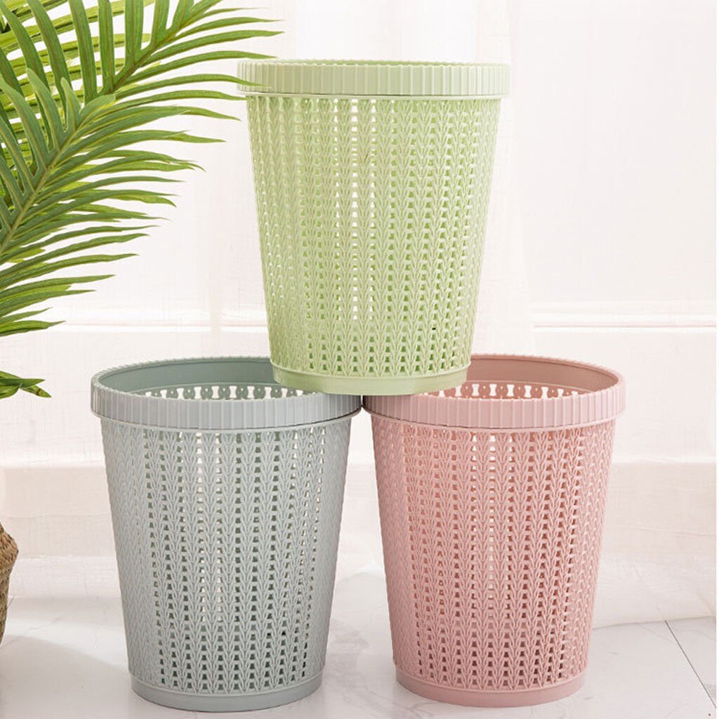 Plastic Trash Can Kitchen Home Trash Can Debris Storage Hollow Trash Can Garbage Bucket Waste Garbage Bag Dispenser