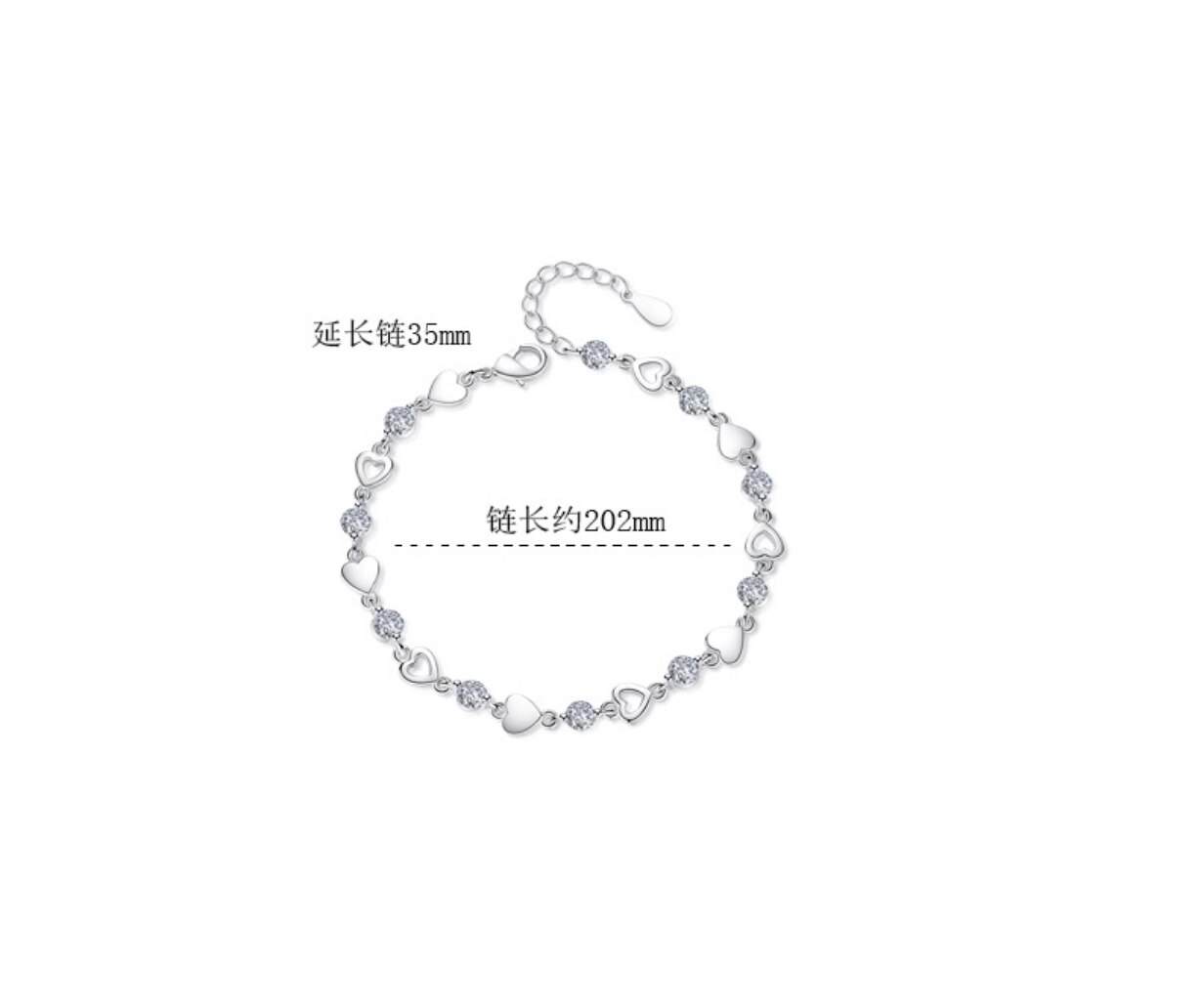 ModaOne 925 en argent Sterling Bracelets pour femme chanceux amour coeur argent chaîne Bracelet pulseira bijoux de mariage