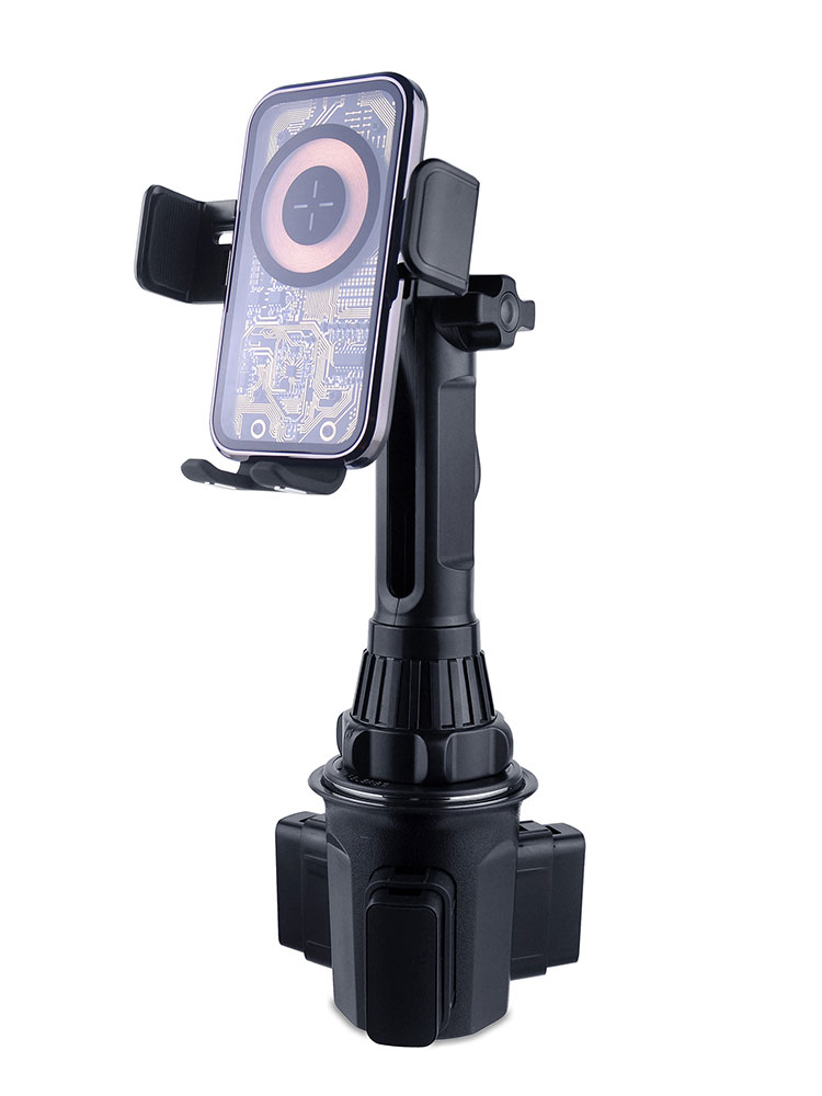 Cup Holder Phone Mount Auto Clamping Wireless Car Charger Qi Fast Charging Cup Holder Adjustable Cupholder Phone Holder Charger: Default Title