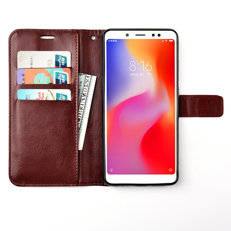 Funda de cuero de lujo para Xiaomi Redmi 6A, funda trasera del teléfono con tapa para Xiaomi Redmi 6 A 6 A 5,45 pulgadas