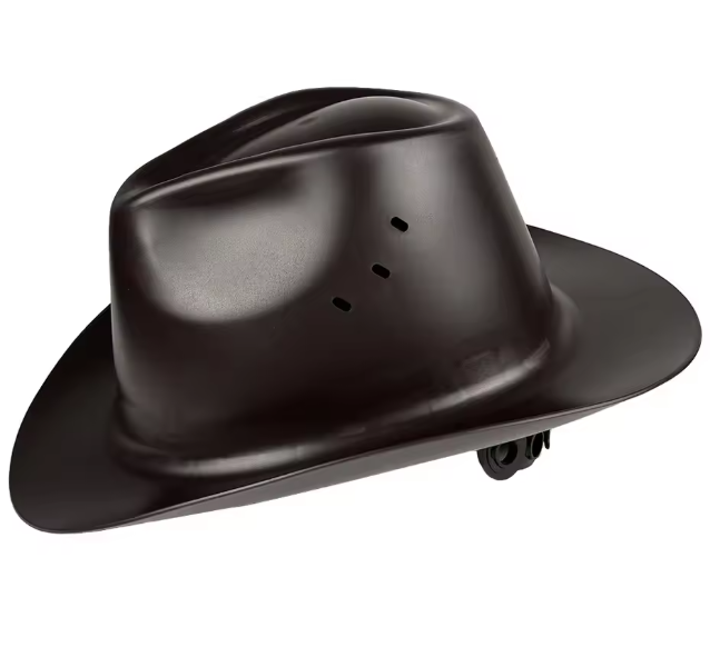 Full Brim Cowboy Hard Hat with High Goggles Outdoor Protective Safety Helmet ANSI Certified Sunshade Hard Cap: Brown
