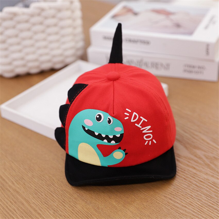 Lente Zomer Baby Hoed Cartoon Dinosaurus Kids Kinderen Baseball Cap Baby Boy Meisje Hoeden Pet: red