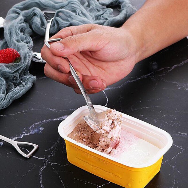 ¡En Stock! Cuchara de acero inoxidable con pala de hierro para café, cucharilla de helado Retro, cucharilla cuadrada bonita, accesorio de cocina, cuchara de café