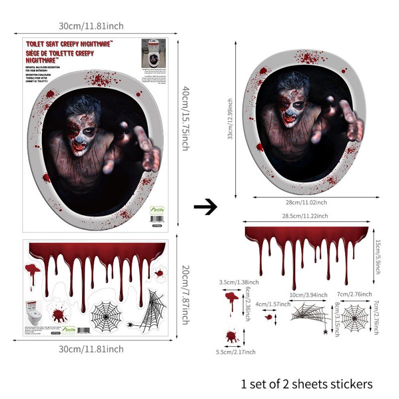Halloween Toilet Wall Stickers Home Decoration Toilet Series Various Styles Horror Atmosphere Funny KTV Bar: 04