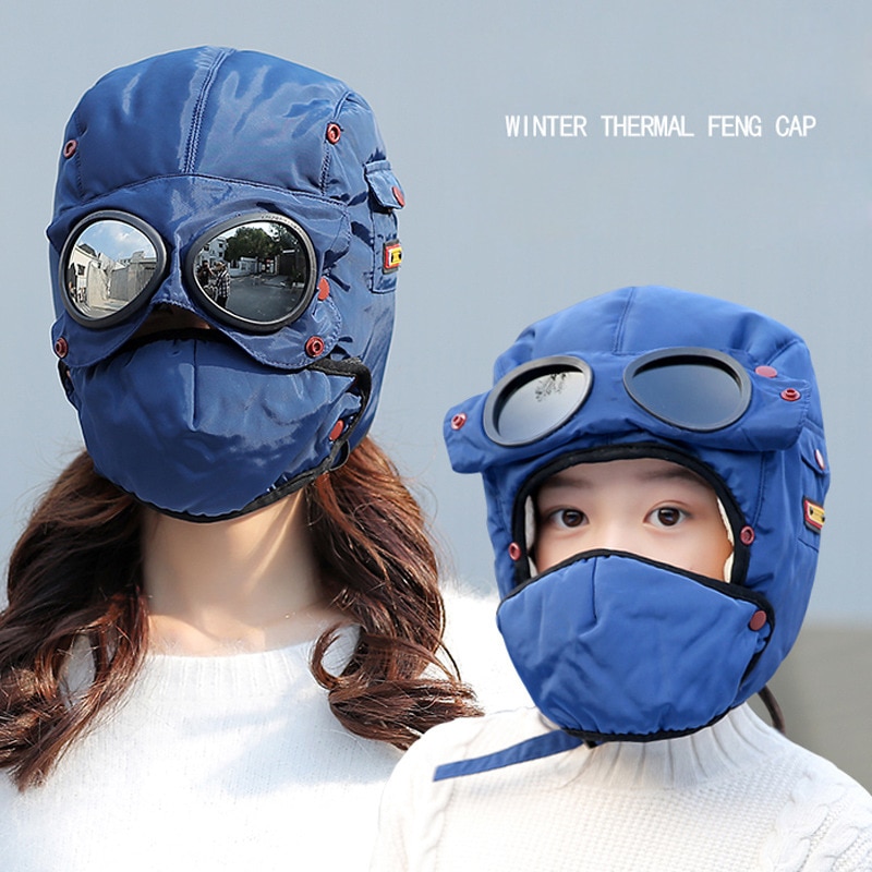 Warm Winter Wind Stopper Face Hats Outdoor Ski Masks Bike Cyling Beanies waterproof hood hat with glasses cool balaclava