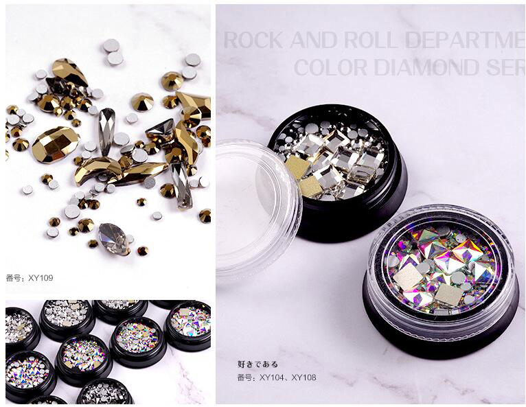 Piedra para Nail art y cuentas de vidrio brillante cuadrado AB diamantes de imitación de cristal claro decoración mixta en tarro piedras brillantes ZR01-10 de dijes