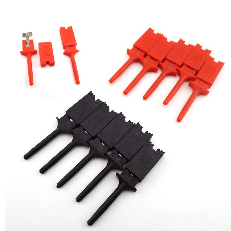 3 Size Test Hook Clip Probe Round flat Electronic Testing Hooks for Logic Analyzers Crocodile Clip Electric Connection: M 5red 5black
