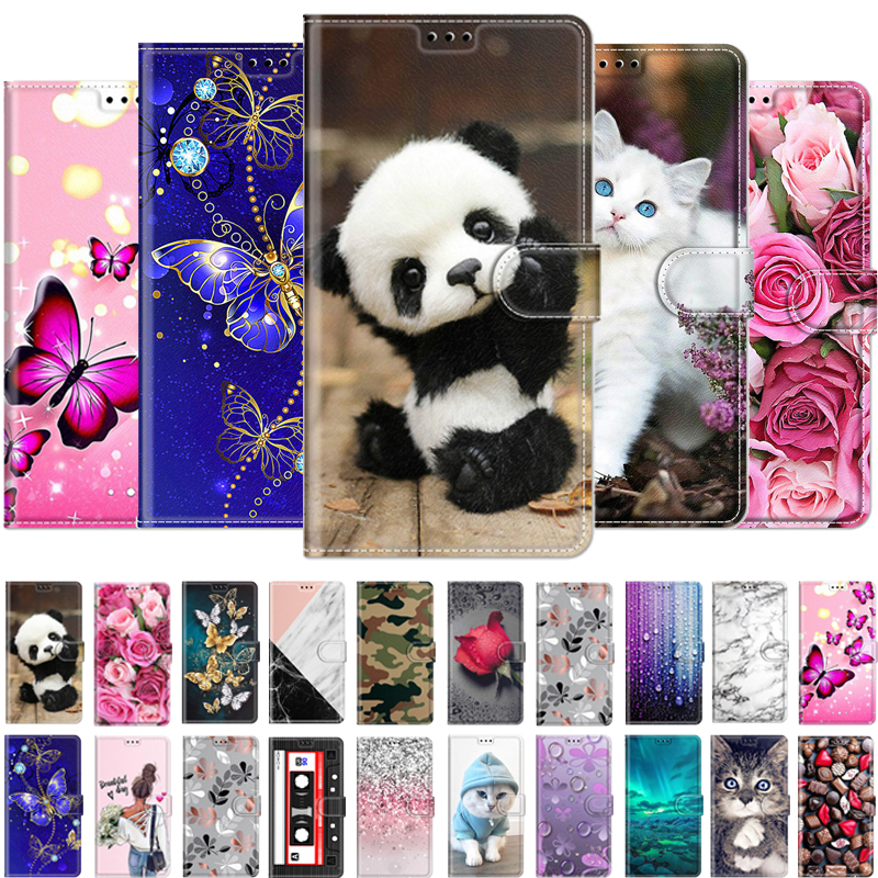 Dla Redmi 9A malowane skórzane etui z klapką do telefonu Xiaomi Redmi 9A M2006C3LG M2006C3LI etui z miejscem na karty stojak okładka książki