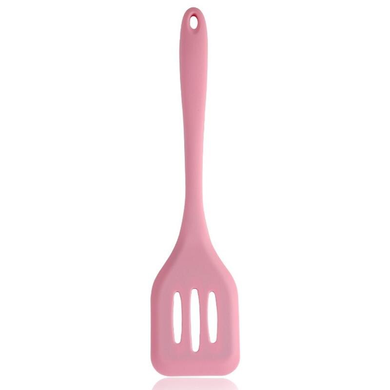 Silicone Turner Spatula Heat-Resistant Egg Fish Meat Vegetable Frying Stirring Slotted Spatulas Kitchen Cooking Utensils: Pink