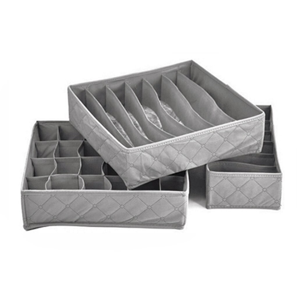 Foldable 3Pcs Environment-friendly bamboo Closet Drawer Organizer Storage Box with Zipper Bamboo