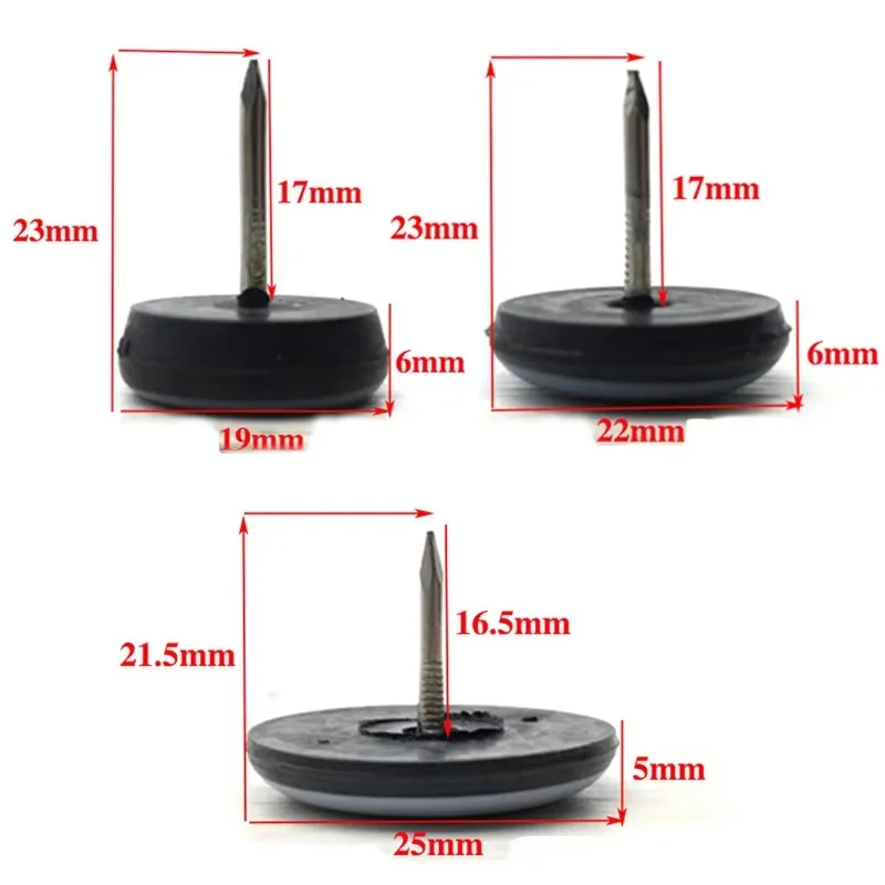 16/19/22/25/32/38mm Table Chair Foot Sliders Round Furniture Legs Pads With Screw Cabinet Sofa Glides Floor Protectors Sliders