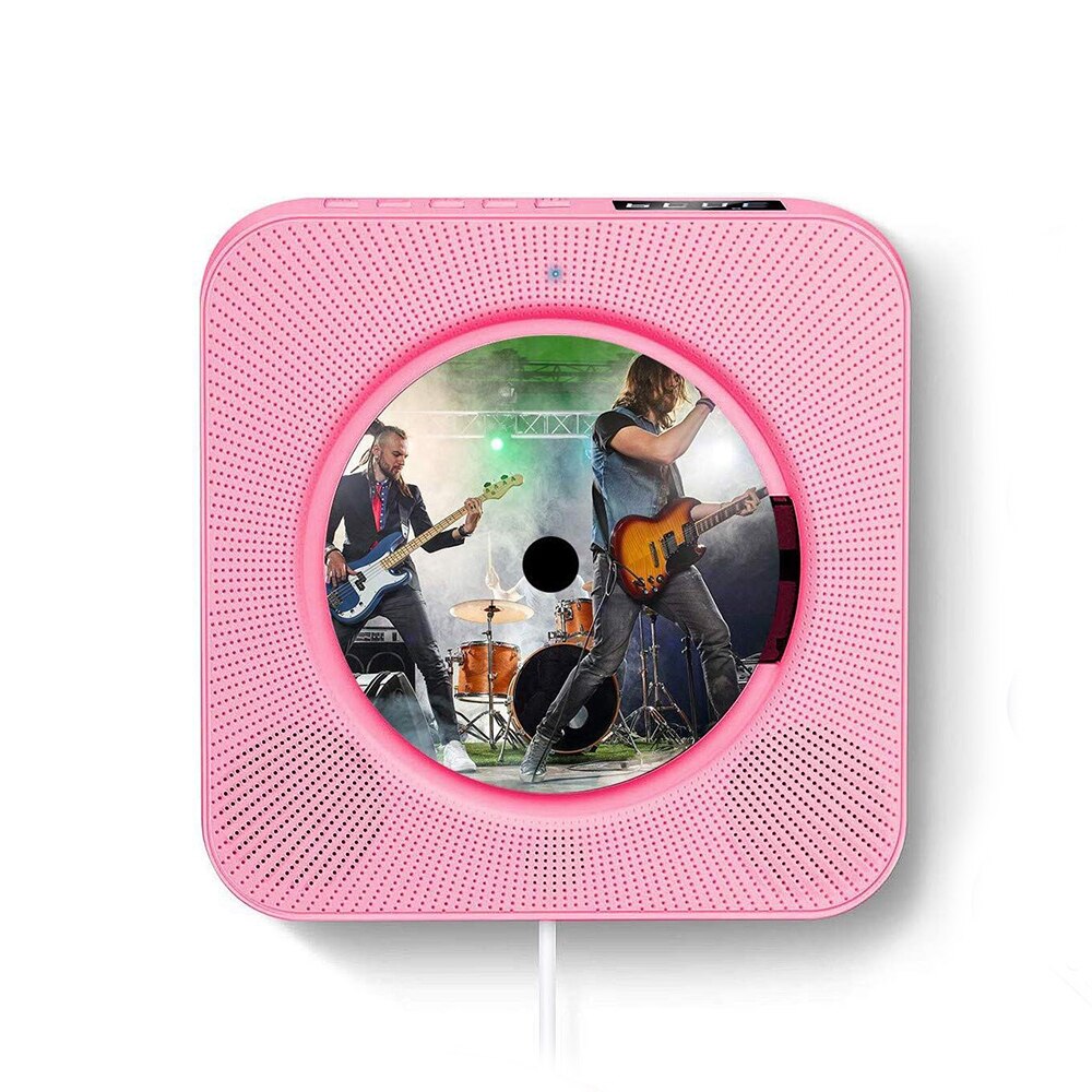 CD Player Surround Sound FM Radio Bluetooth USB MP3 Disk Portable Music Player Remote Control Stereo Speaker Home FM Radio: Pink
